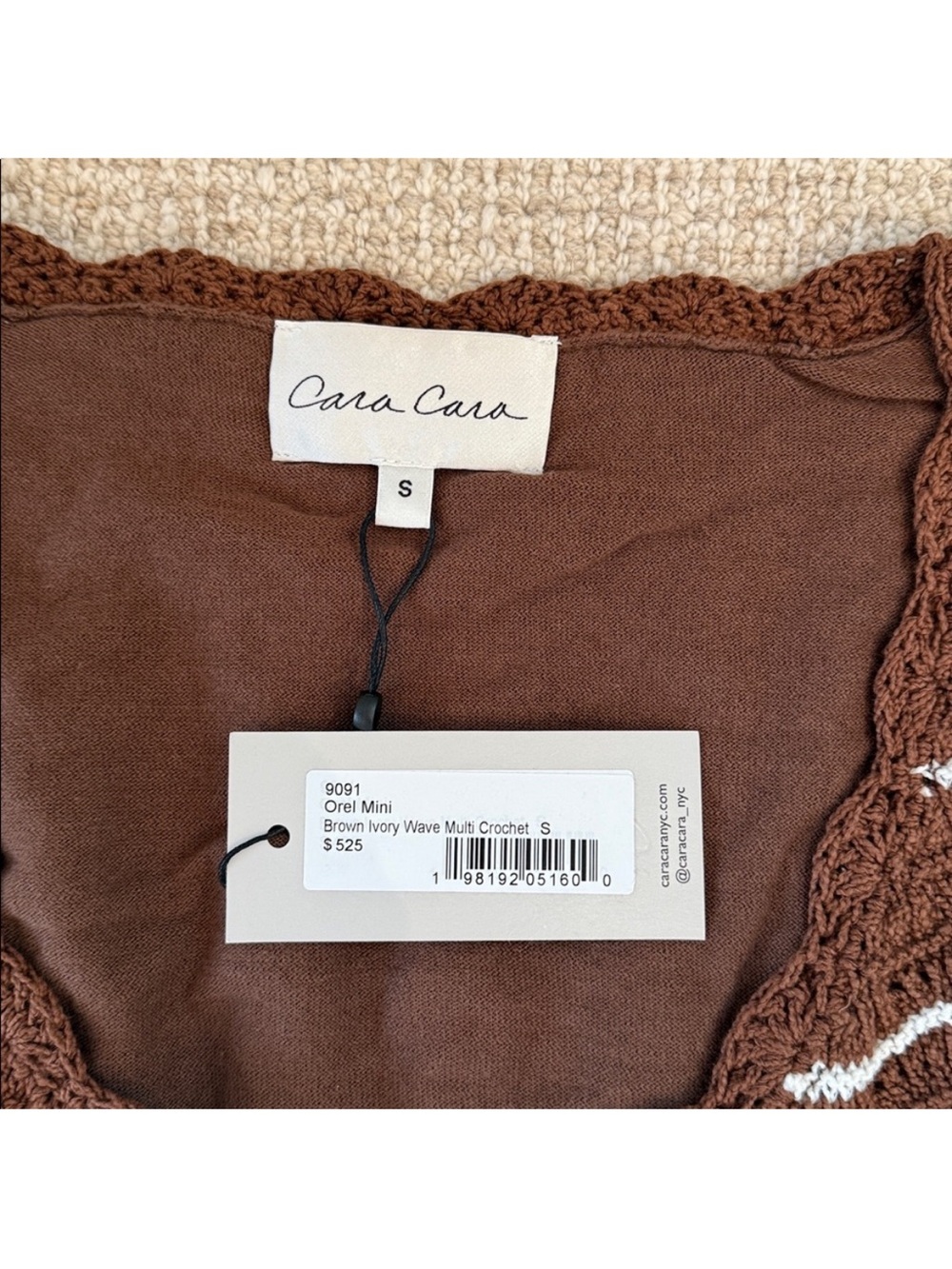 Cara Cara - Orel Mini Dress Brown Ivory Wave Multi Crochet - Picture 8 of 8